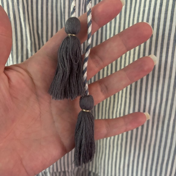 Sezane Naxos Sundress Mini Dress Blue White Striped Tassel Tie Adjustable Size 4 - Picture 5 of 12